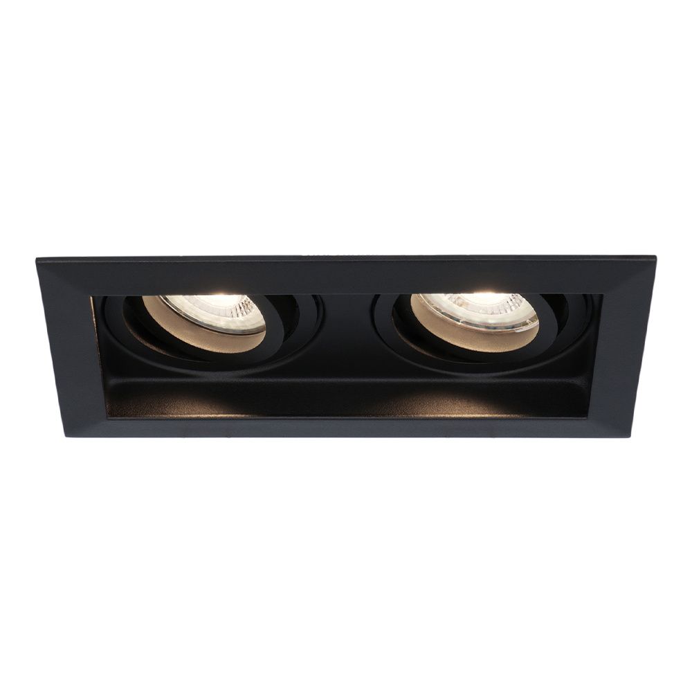 Durham Dubbel LED inbouwspot vierkant - 8 Watt 690 Lumen - 4000K neutraal wit - GU10 - Dimbaar Kantelbaar - Voor binnen - Zwart | HOFTRONIC