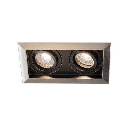 Durham - LED Inbouwspot - 8 Watt 690 Lumen - 4000K Neutraal wit - Dubbel - GU10 - Kantelbaar - Verzonken - IP20 voor binnen - Rechthoek - RVS | HOFTRONIC