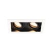 Durham - LED Inbouwspot - 8 watt 690 lumen - 2700K Warm wit - Dubbel - GU10 - Kantelbaar - IP20 voor binnen - Rechthoek - Wit/Zwart | HOFTRONIC