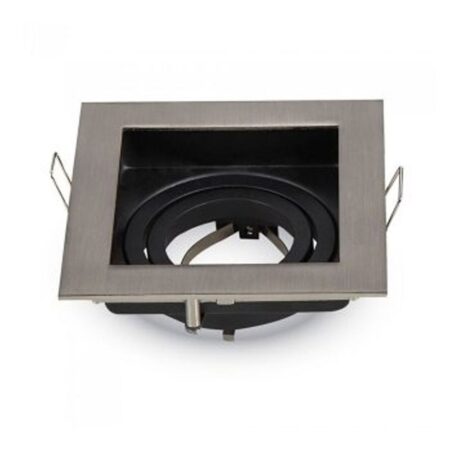 Durham LED Inbouwspot - Kantelbaar armatuur - 10x10 cm - GU10 Fitting incl. lamphouder - Vierkant - IP20 - RVS | HOFTRONIC