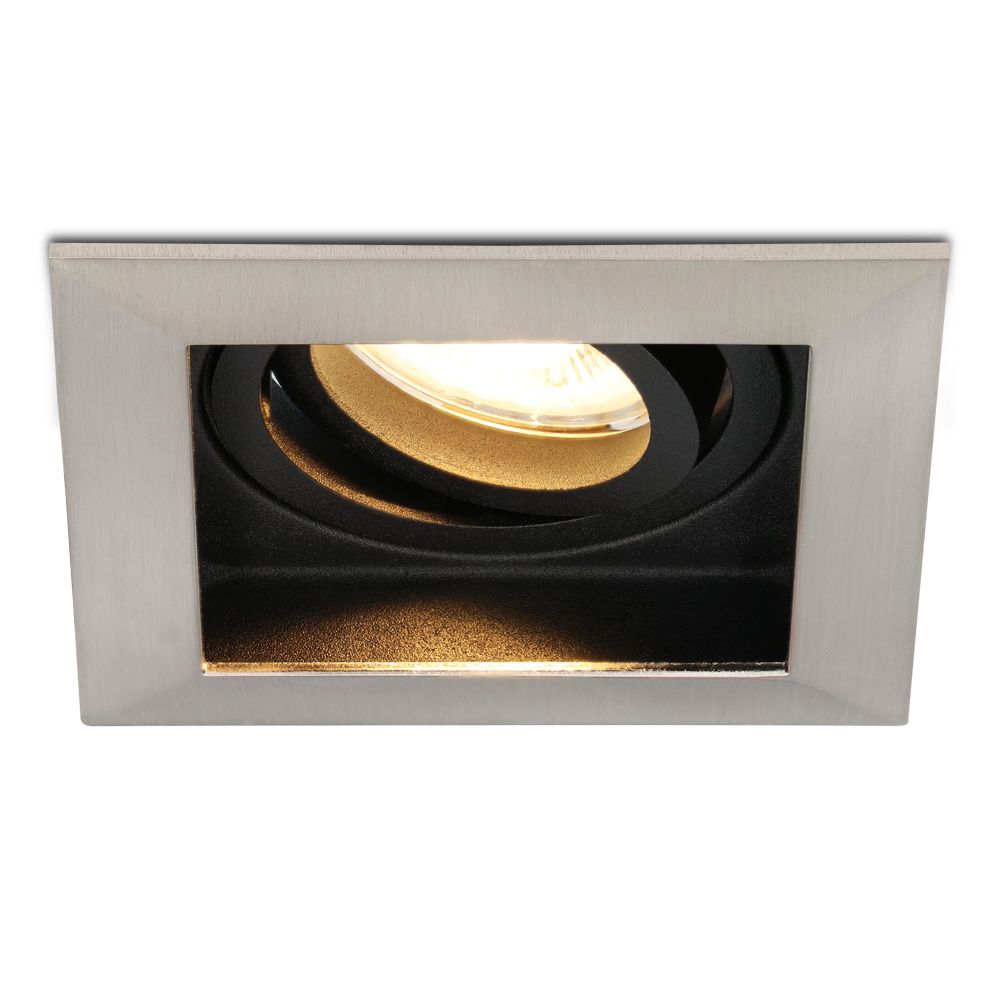 Durham LED inbouwspot vierkant - 4 Watt 345 lumen - 2700k warm wit - GU10 - Dimbaar Kantelbaar - Voor binnen - RVS | HOFTRONIC