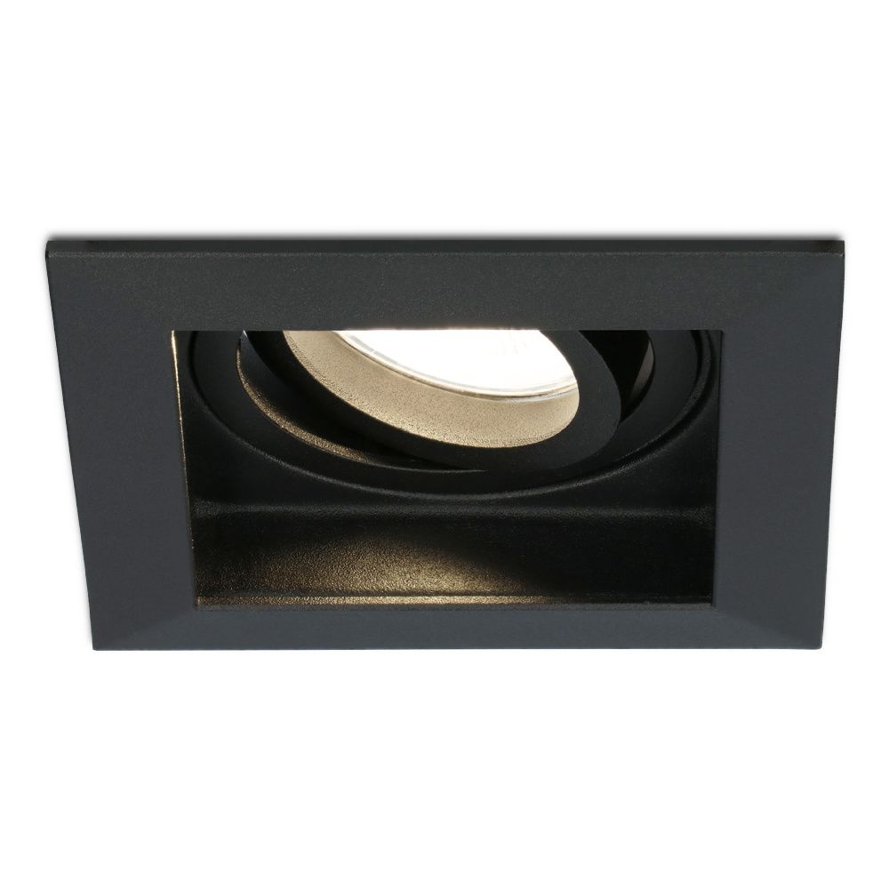 Durham vierkante LED inbouwspot - 4 Watt 345 lumen - 2700k warm wit - GU10 - Dimbaar Kantelbaar - Voor binnen - Zwart | HOFTRONIC