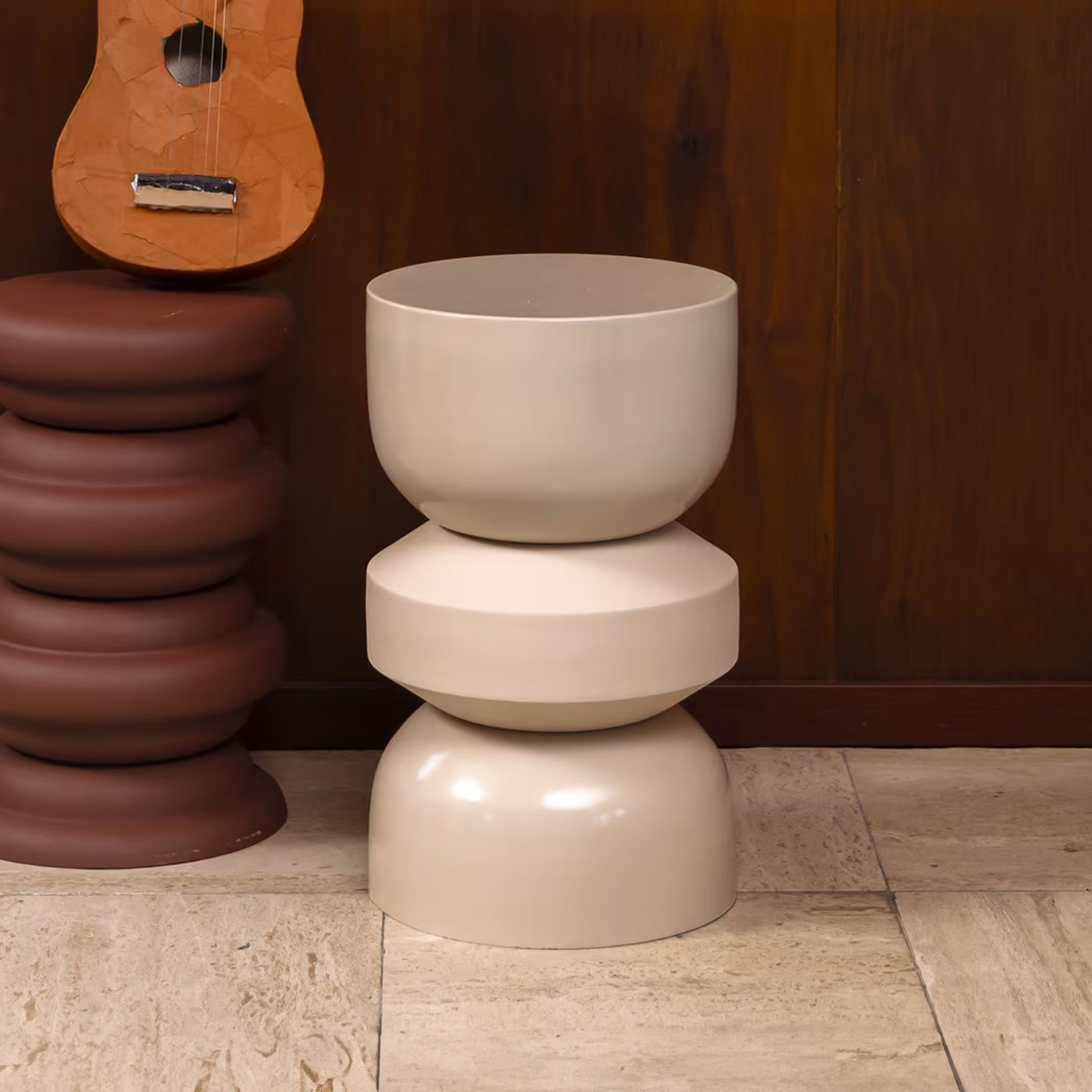Dutchbone Bijzettafel/Kruk 'Apollo' kleur Beige | Dutchbone