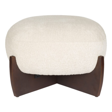 Dutchbone Hocker 'Emilius' Bouclé en rubberhout | Dutchbone