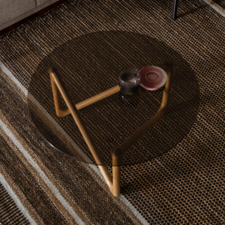 Dutchbone Ronde Salontafel 'Naia' Eikenhout en glas