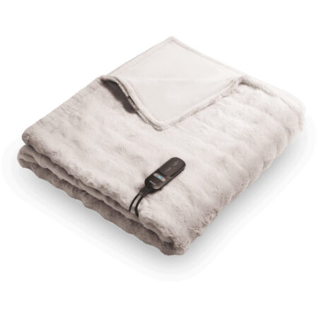Duux Yentl Overblanket Stripped Rabbit Faux Fur (200 x 200) Elektrische deken Grijs | Duux