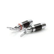 Dynavox Kabelschoen plug vork carbon rhodium verguld rood/zwart | Audio Dynavox