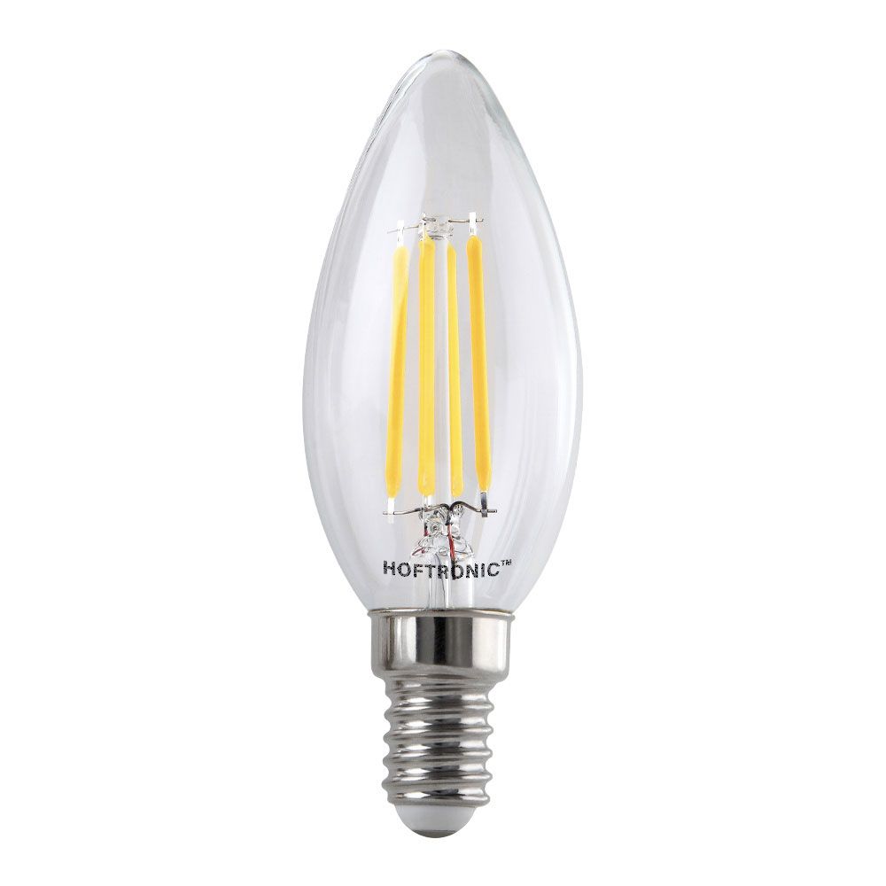 E14 LED Filament Lamp - 4 Watt 470 lumen - 2700K warm wit licht - kleine fitting - Vervangt 40 Watt - C37 kaarslamp | HOFTRONIC