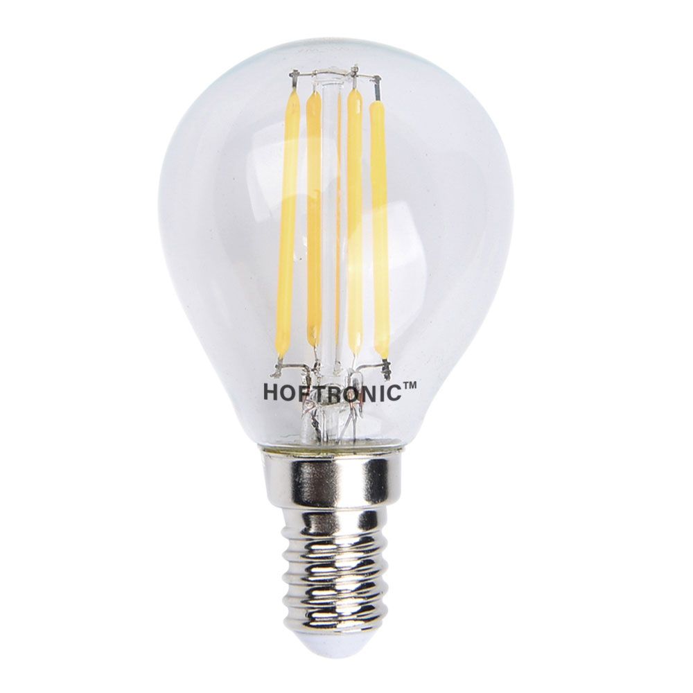 E14 LED Filament Lamp - 4 Watt 470 lumen - 2700K warm wit licht - kleine fitting - Vervangt 40 Watt - P45 vorm | HOFTRONIC