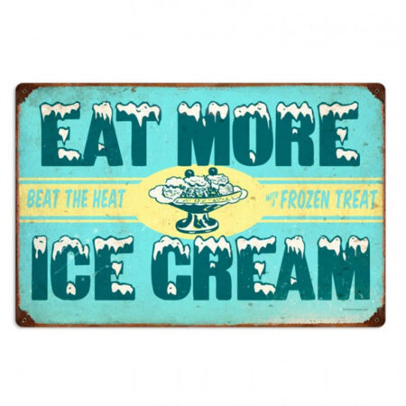 Eat More Ice Cream Zwaar Metalen Bord 60 x 40 cm | 15% korting | Fiftiesstore
