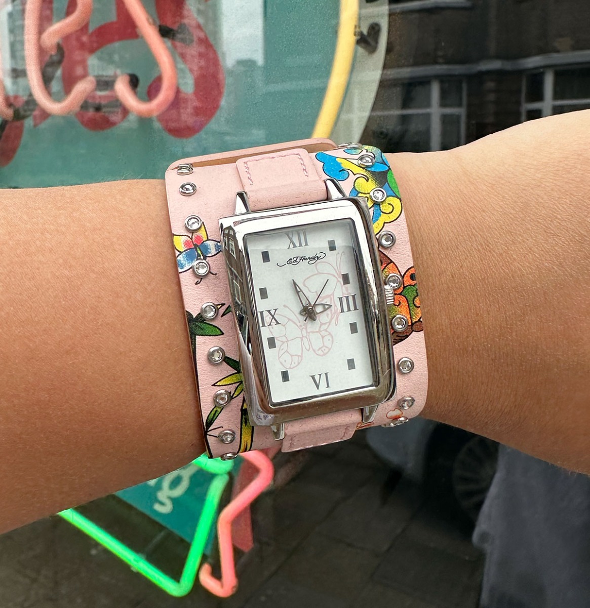 Ed Hardy Dames Horloge Vlinder Roze | 50% korting | Ed Hardy - Christian Audigier