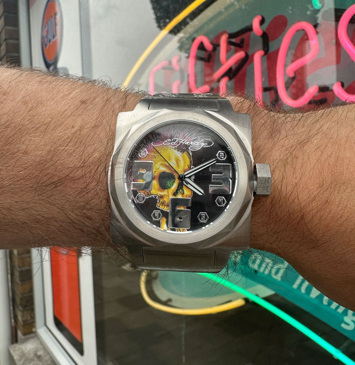Ed Hardy Heren Horloge Doodshoofd Hanenkam Zilver | 50% korting | Ed Hardy - Christian Audigier