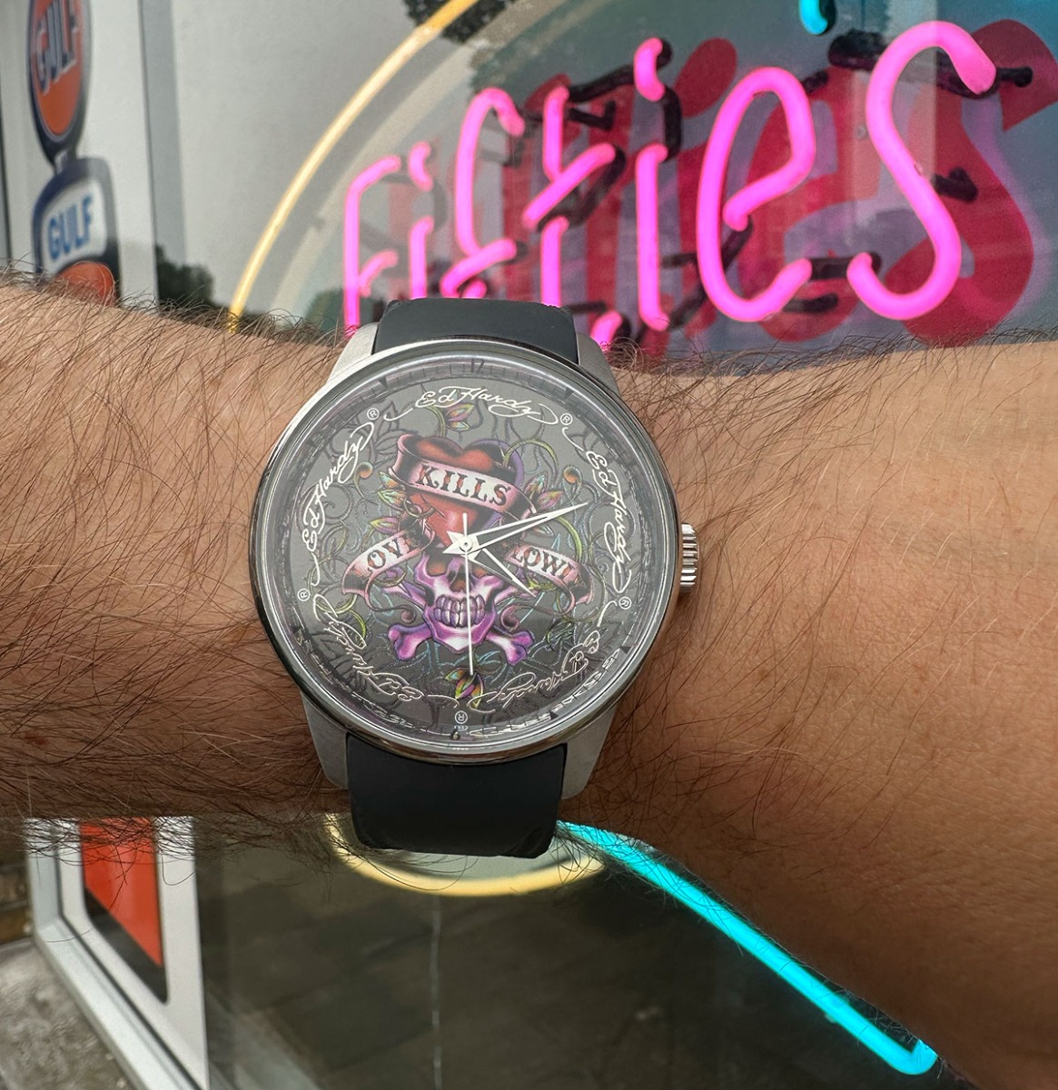 Ed Hardy Heren Horloge Love Kills Slowly Grijs Rubber | 50% korting | Ed Hardy - Christian Audigier