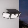 Edon - Solar Wandlamp met sensor - 6500K daglicht wit - Bewegingsmelder en Schemerschakelaar - IP44 waterdicht - Zwart | HOFTRONIC