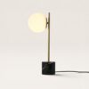 Elara - Design Tafellamp met Marmeren voet en glazen bol 50 cm - Dressoir lamp - Japandi design - E14 fitting - Met aan/uit-schakelaar | LUSENZ