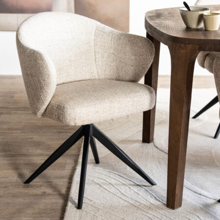 Eleonora Draaibare Eetkamerstoel 'Connor' kleur Beige | Eleonora