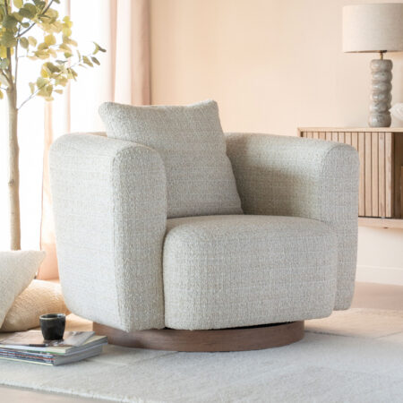 Eleonora Draaifauteuil 'Jordan' Grove Bouclé