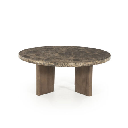 Eleonora Ronde Salontafel 'Lando' Marmer en mangohout