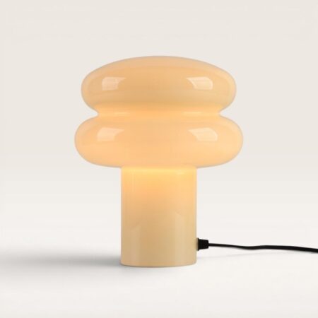 Elistro - Design Tafellamp Wit 25 cm - Nachtkast lampje - Gebroken wit - Glas - E27 fitting - Met aan/uit-schakelaar | LUSENZ