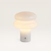 Elistro - Glazen tafellamp oplaadbaar Wit 25 cm - Draadloze tafellamp - Scandinavisch design - Dimbaar - IP44 voor buiten - USB-C - 3000K Warm Wit | LUSENZ