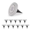Ellis 12x Solar grondspots - 8 LEDs - 3000K warmwit licht - IP65 waterdicht - Incl. schemerschakelaar - RVS | HOFTRONIC