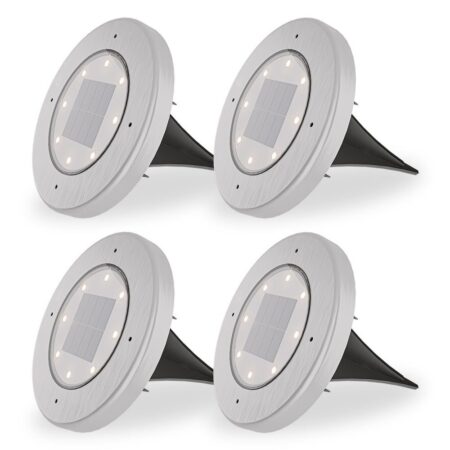 Ellis 4x Solar Grondspot - 8 LEDs - 3000K warm wit - IP65 waterdicht - RVS | HOFTRONIC