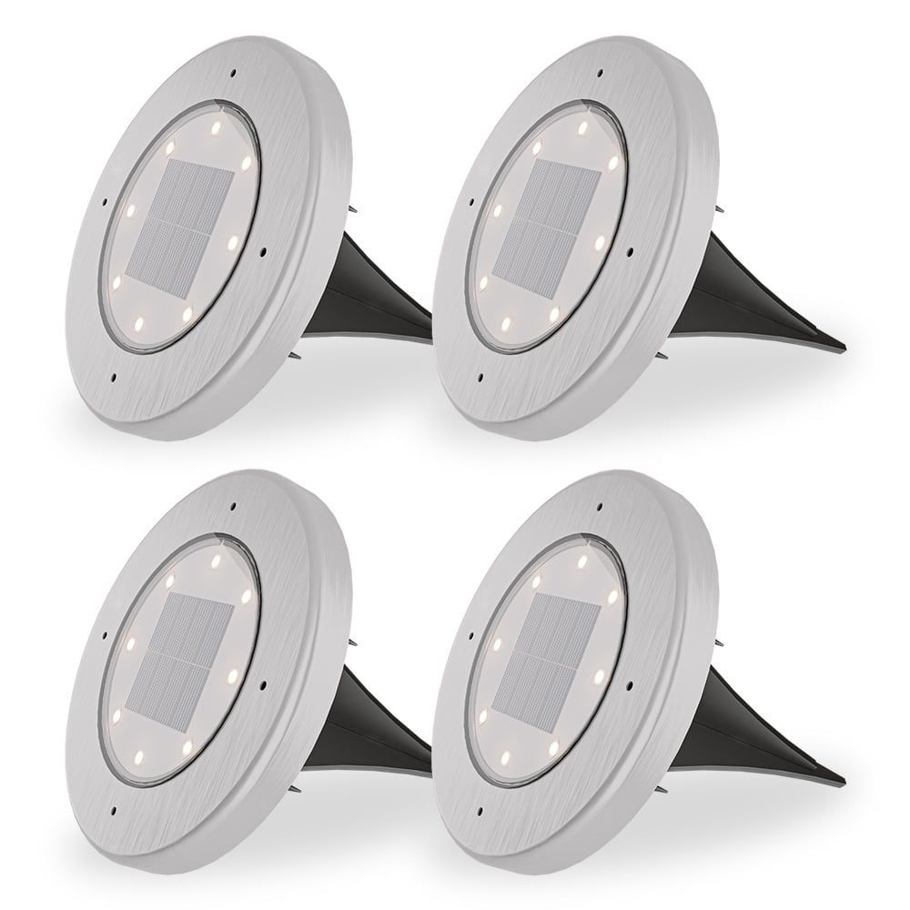 Ellis 4x Solar Grondspot - 8 LEDs - 3000K warm wit - IP65 waterdicht - RVS | HOFTRONIC