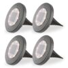Ellis 4x Solar Grondspot - 8 LEDs - 3000K warm wit - IP65 waterdicht - Zwart | HOFTRONIC