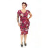 Elsie Wiggle Dress Bordeaux Bouquet-XXXXXL | 21% korting | Lady V London