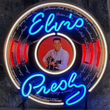 Elvis Presley Records 60's Neon Verlichting 65 x 65 cm - Rood