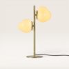 Elyndra - Klassieke Tafellamp 60 cm - Woonkamer tafellamp - Twee bollen van Opaalglas met gouden staander - E14 fitting - Met aan/uit-schakelaar | LUSENZ