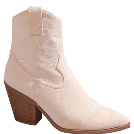 Enkellaars Stiksel Beige | Fashionize
