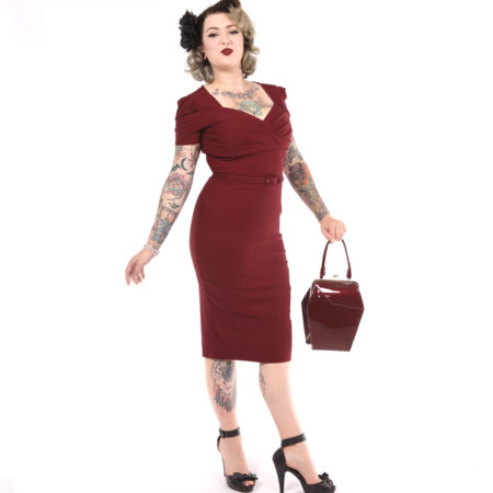 Erin Dress Short Sleeve Wine-XXXL | 47% korting | Pinup Couture