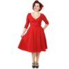 Erin Swing Dress Three Quarter Sleeves Red-XL | 50% korting | Pinup Couture