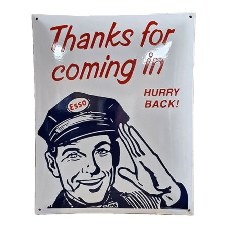 Esso Thanks For Coming In Emaille Bord - 50 x 40cm | Esso