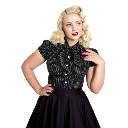 Estelle Blouse Dot Black-XXXXL | 36% korting | Fiftiesstore