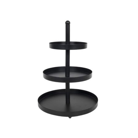 Etagere metaal 3-laags Ø25x35cm zwart | Svenska Living