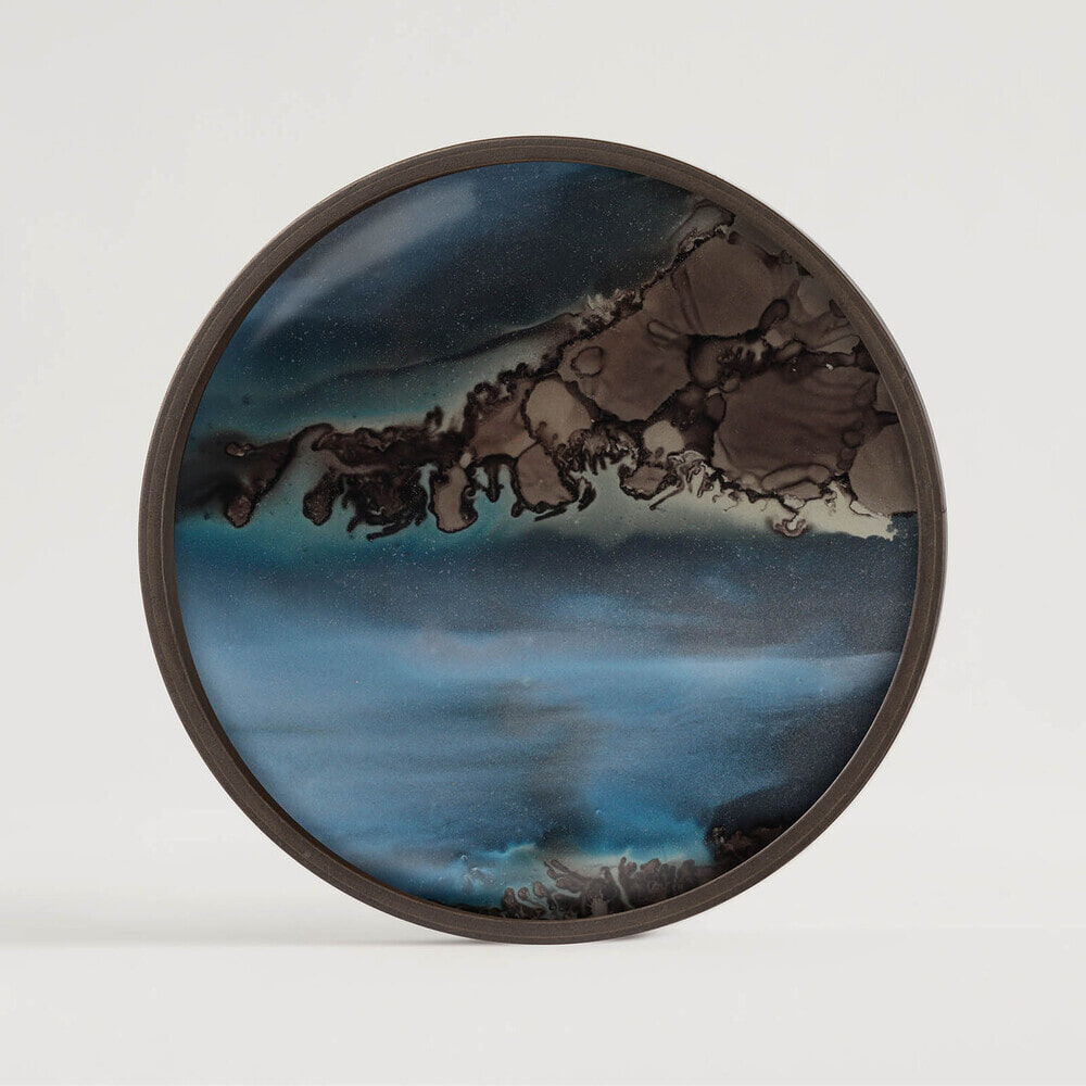 Ethnicraft Rond Dienblad 'Linear Flow' 30cm