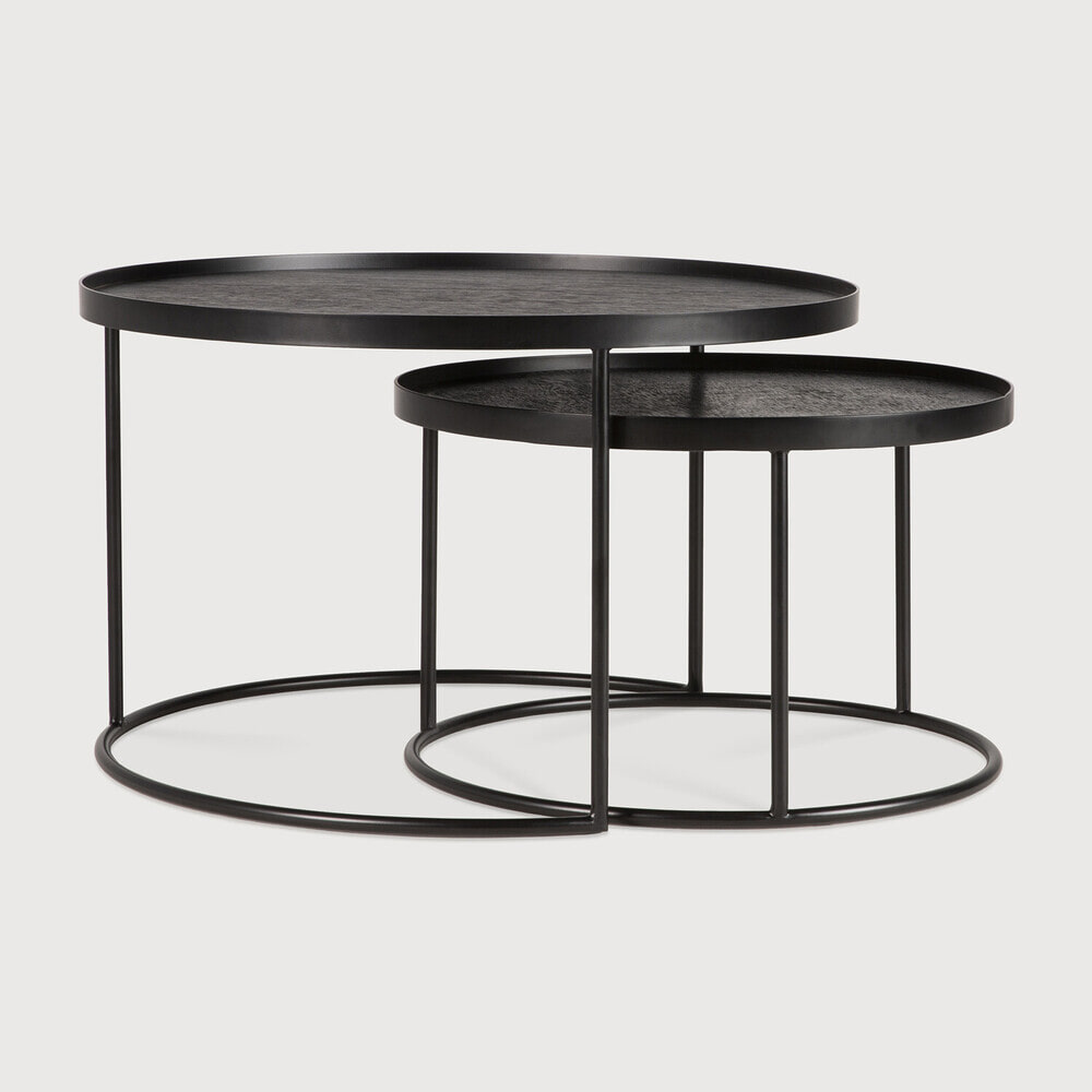 Ethnicraft Ronde Salontafel 'Tray' Gelakt Hout