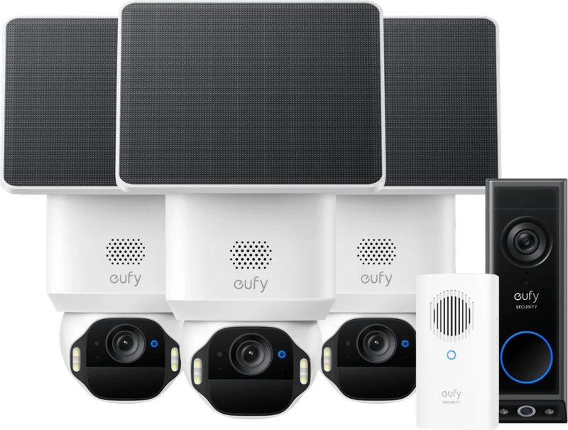 Eufy SoloCam E42 3-Pack + Video Doorbell E340 + Chime