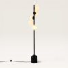 Evania - Zwarte Staande lamp Metaal 160 cm - 5 bollen - Modern design - Woonkamer lamp - Opaalglas - E14 fitting - Met voetschakelaar | LUSENZ