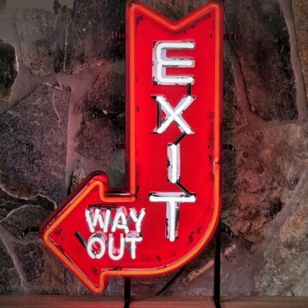 Exit Way Out Arrow Neon Verlichting - 70 x 46 cm | Real Neon Art