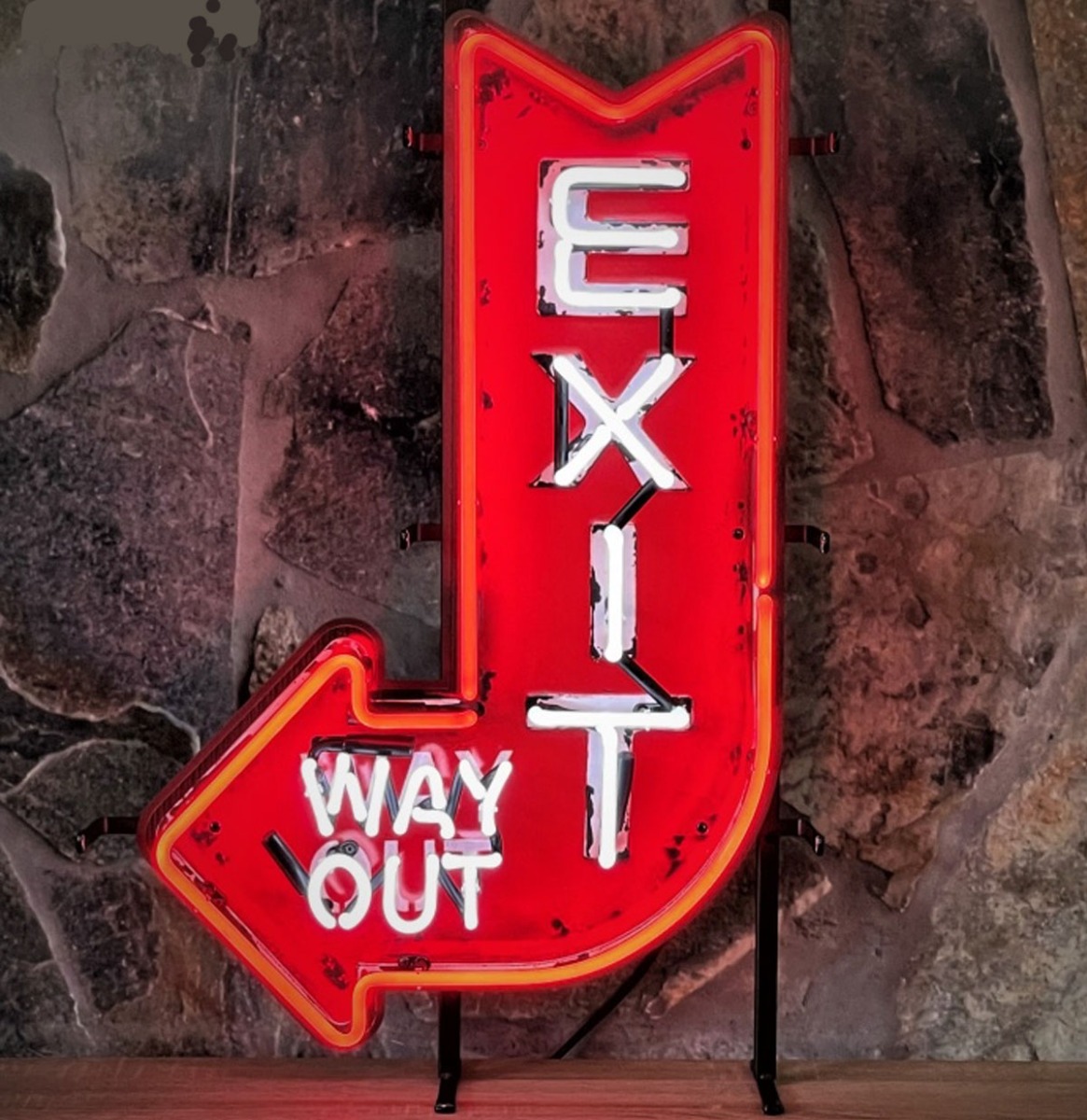 Exit Way Out Arrow Neon Verlichting - 70 x 46 cm | Real Neon Art
