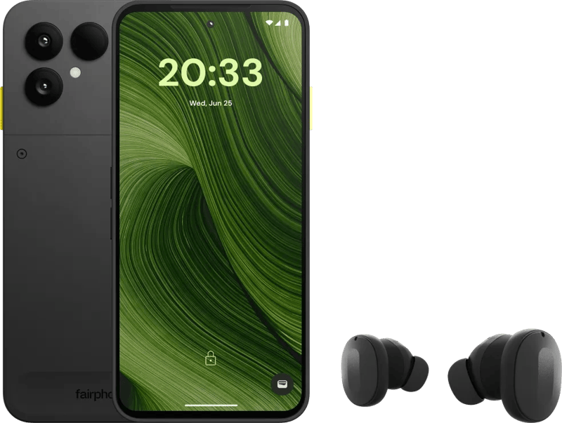 Fairphone 6 256GB Zwart 5G + Fairphone Fairbuds True Wireless Earbuds Zwart