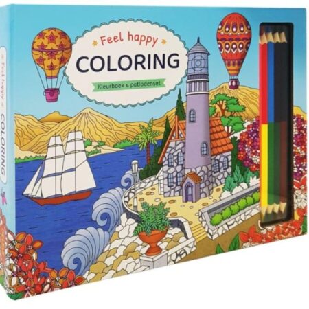 Feel happy coloring - kleurboek & potlodenset | Deltas