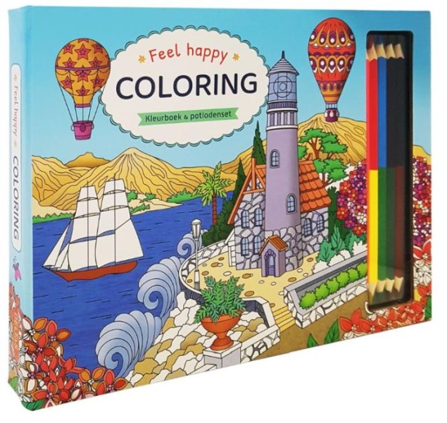 Feel happy coloring - kleurboek & potlodenset | Deltas