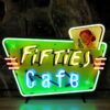 Fifties Cafe Neon Verlichting 70 x 50 cm - Geel