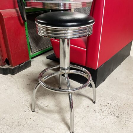 Fifties Retro Barkruk - Zwarte Skai Zitting - Chroom | 39% korting | Bel Air Retro Fifties Furniture