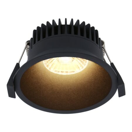 Finn LED inbouwspot - 10 Watt 900lm - 2700K warm wit - Dimbaar - Rond - Verzonken - IP44 waterdicht - Zwart - Voor binnen