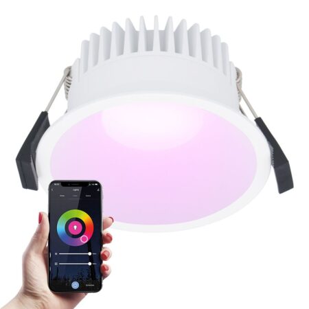 Finn smart inbouwspot - IP44 waterdicht - 10 Watt 630lm - Wifi + Bluetooth - RGBWW - Google Home